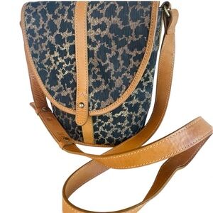 Leopard Print Crossbody or Shoulder Bucket Bag Magnetic Front Closure, Neutral
